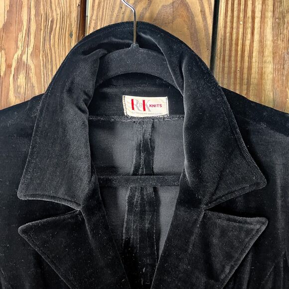 Vintage 1960s R&K Knits Velvet Blazer - Button Front - Shoulder Pads - Women's M - Picture 3 of 11